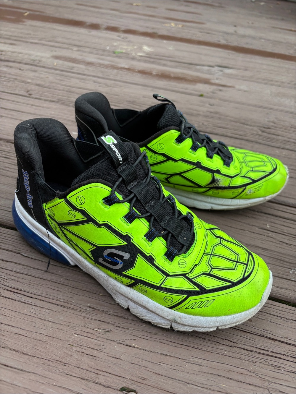 Skechers Kids Bright Lime Green and Black Athletic Sneakers